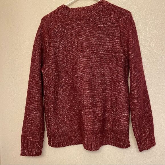 Banana Republic burgundy marled Heathered red mock neck pullover soft sweater M - Picture 3 of 8